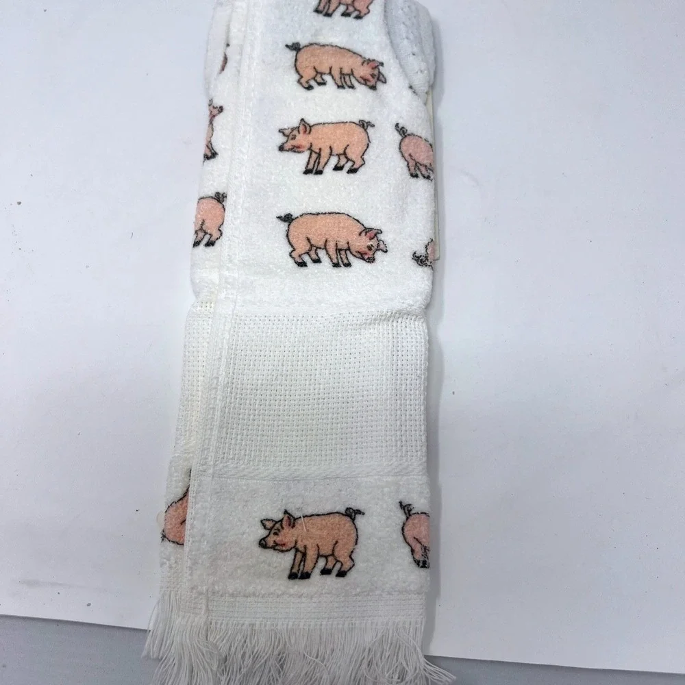 VINTAGE 1980s Charles Craft Deluxe Baby Bib Pig Print Cross Stitch NOS Made‎ USA